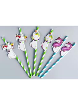 Трубочки для коктейля «Единорог», набор 6 шт., МИКС