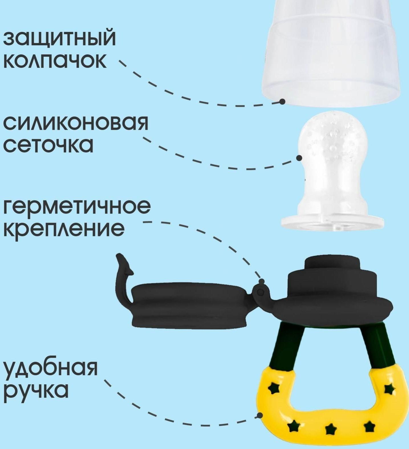 Ниблер для прикорма «ТРЕНД. Пингвин» в наборе с силиконовыми сеточками 2шт