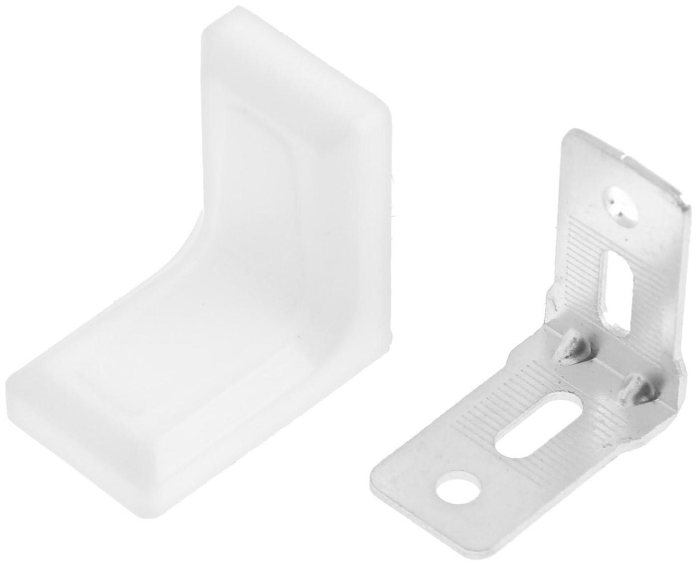 Уголок ТУНДРА, с декоративной накладкой, 26х26 мм, белый, 1 шт.