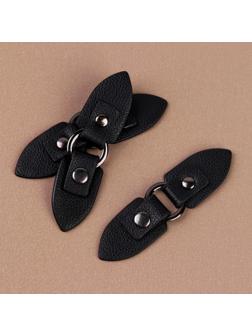 Застёжка-клевант, с кнопкой, 10,5 × 2,6 см, 3 шт, цвет чёрный