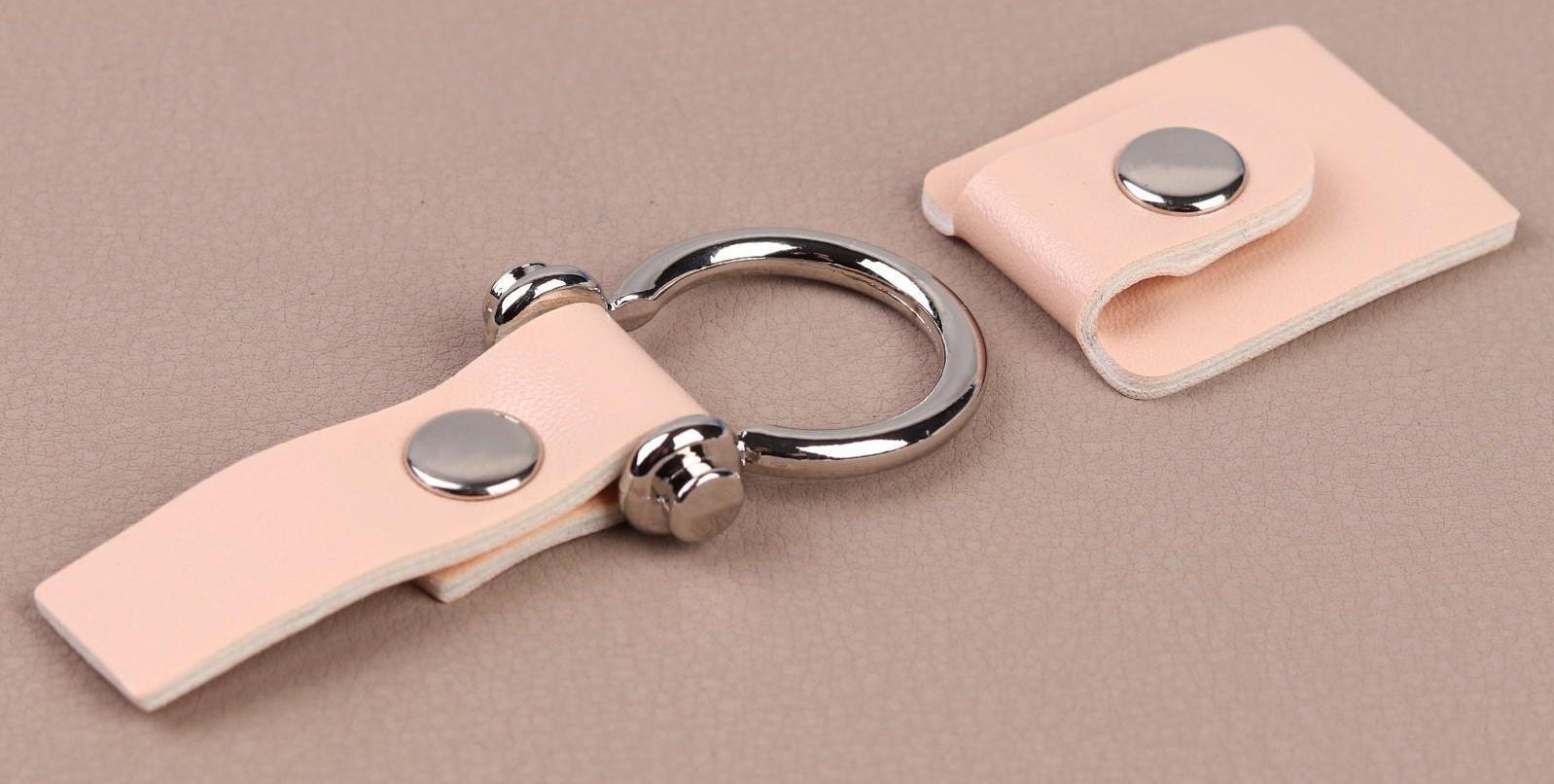 Застёжка-клевант, с кнопкой, 10,5 × 3/1,5 см, 3 шт, цвет пудровый/серебряный