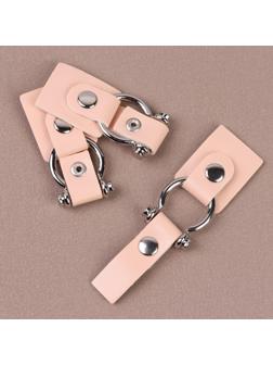 Застёжка-клевант, с кнопкой, 10,5 × 3/1,5 см, 3 шт, цвет пудровый/серебряный