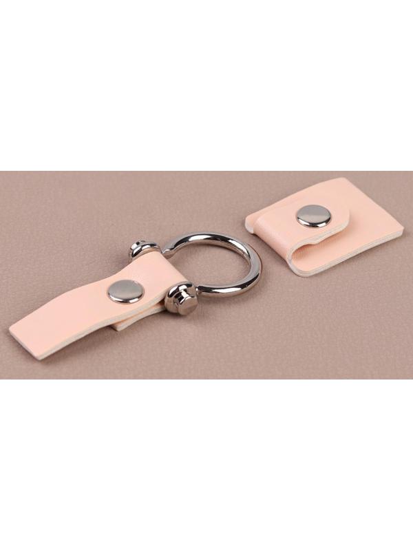 Застёжка-клевант, с кнопкой, 10,5 × 3/1,5 см, 3 шт, цвет пудровый/серебряный