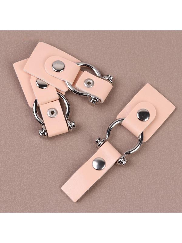 Застёжка-клевант, с кнопкой, 10,5 × 3/1,5 см, 3 шт, цвет пудровый/серебряный