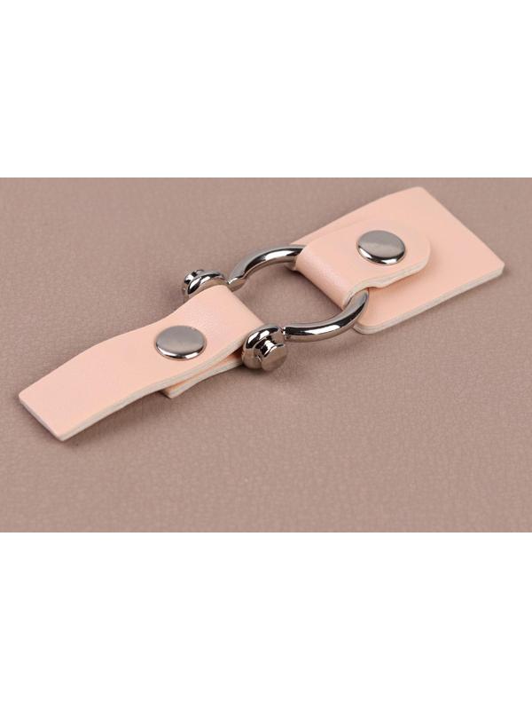 Застёжка-клевант, с кнопкой, 10,5 × 3/1,5 см, 3 шт, цвет пудровый/серебряный