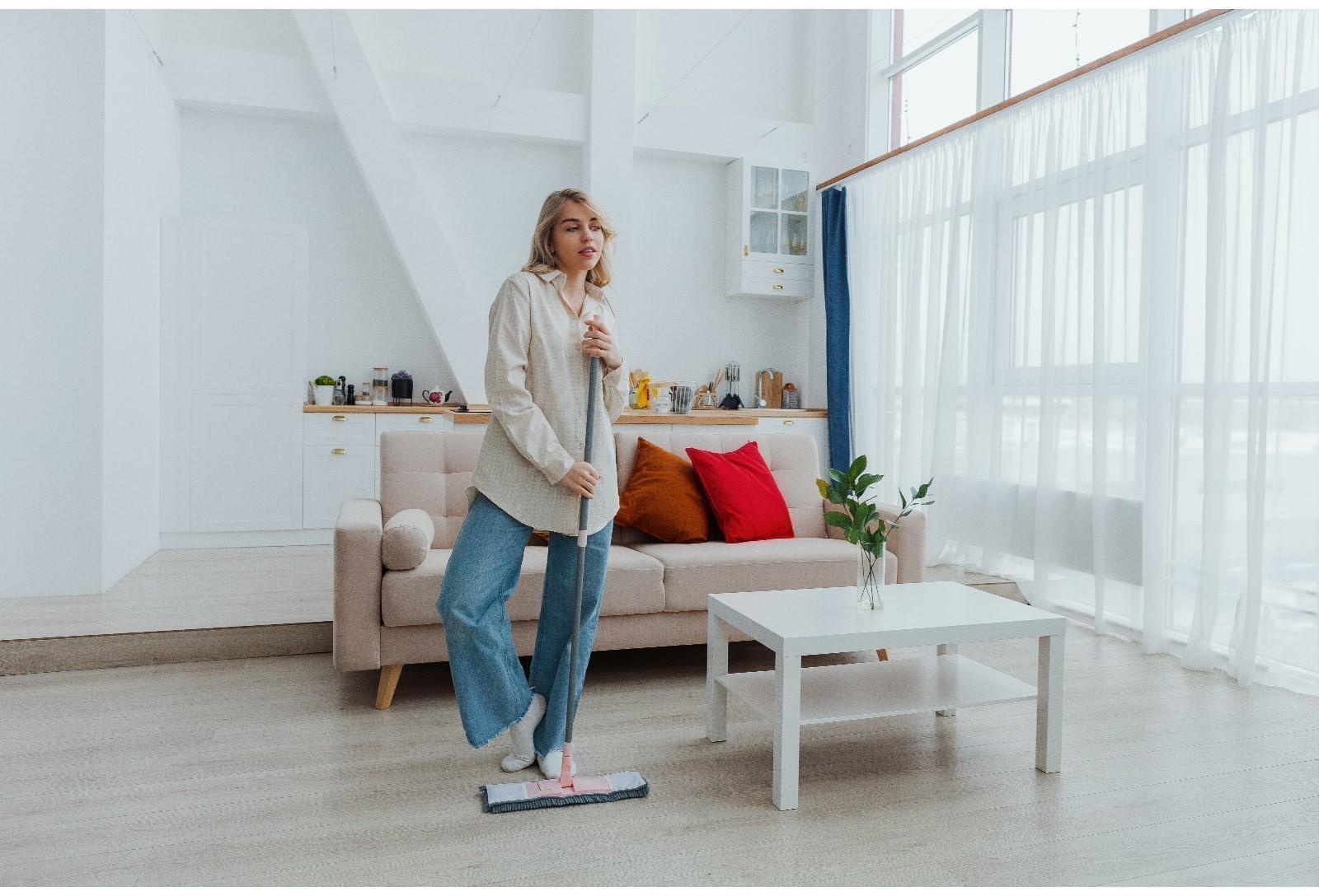 Швабра для мытья пола плоская с телескопической ручкой Raccoon «Букля», 41×12×90(120) см, микрофибра