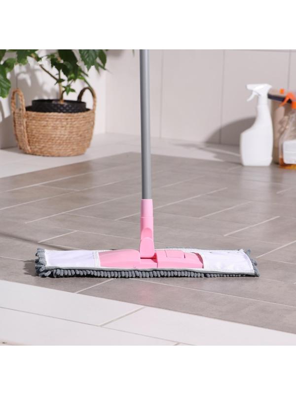 Швабра для мытья пола плоская с телескопической ручкой Raccoon «Букля», 41×12×90(120) см, микрофибра