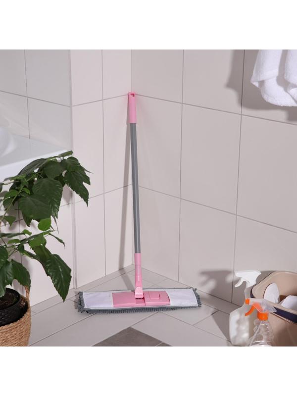 Швабра для мытья пола плоская с телескопической ручкой Raccoon «Букля», 41×12×90(120) см, микрофибра