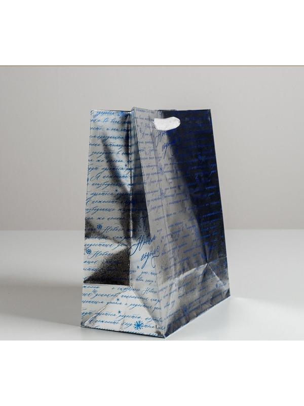 Пакет металлизированный горизонтальный «С Новым годом!», ML 23 х 27 х 11.5 см