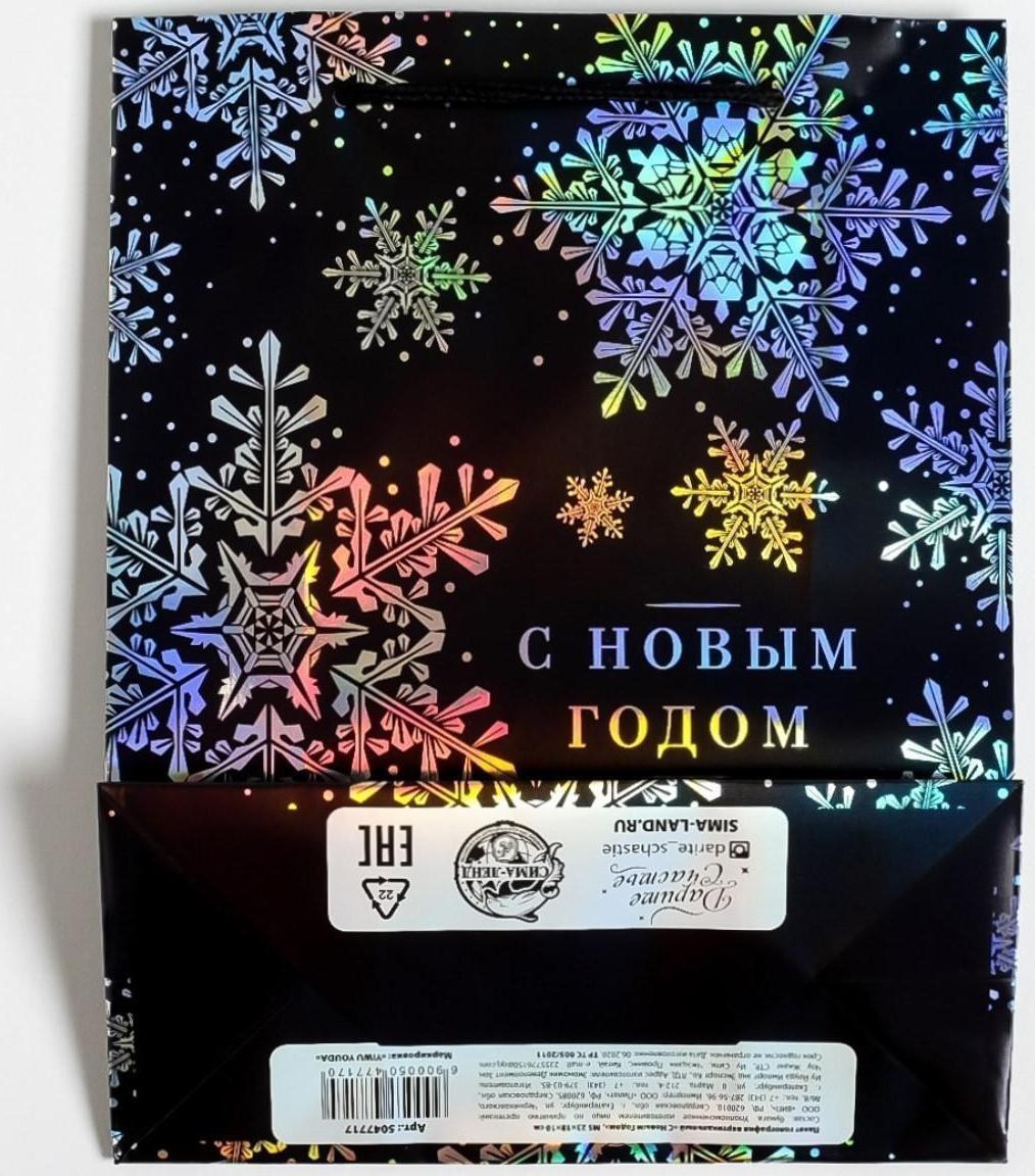 Пакет голография вертикальный «С Новым годом», MS 23 × 18 × 10 см