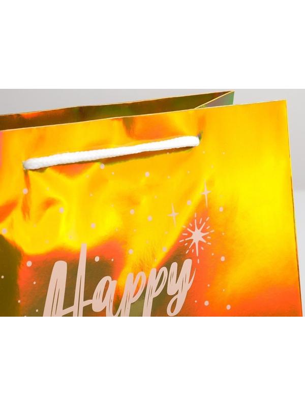Пакет голография вертикальный «Happy New year», ML 23 × 27 × 11,5 см