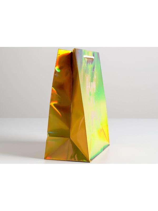 Пакет голография вертикальный «Happy New year», ML 23 × 27 × 11,5 см