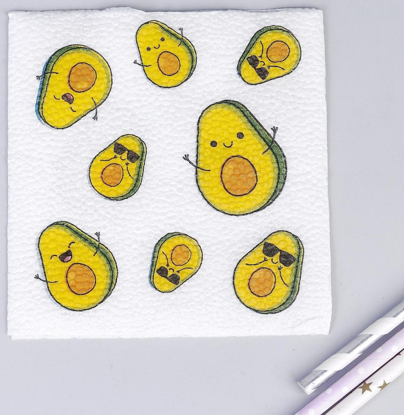 Салфетки бумажные «Авокадо», однослойные, 24х24 см, набор 20 шт.