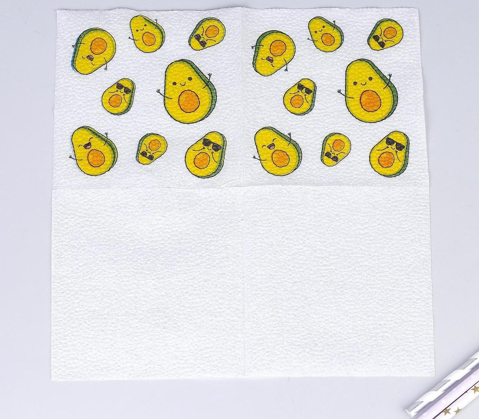 Салфетки бумажные «Авокадо», однослойные, 24х24 см, набор 20 шт.