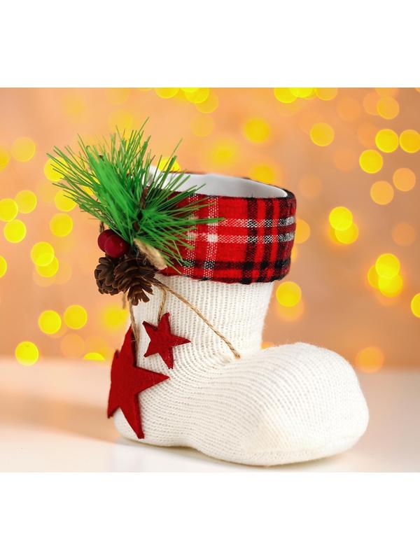 Конфетница «Сапожок», с еловой веточкой