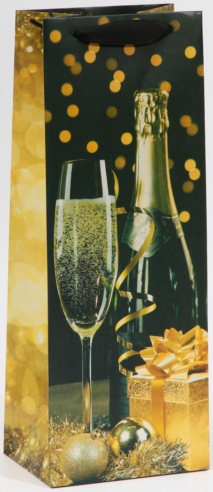 Пакет под бутылку «Праздничная ночь», 13 × 36 × 10 см