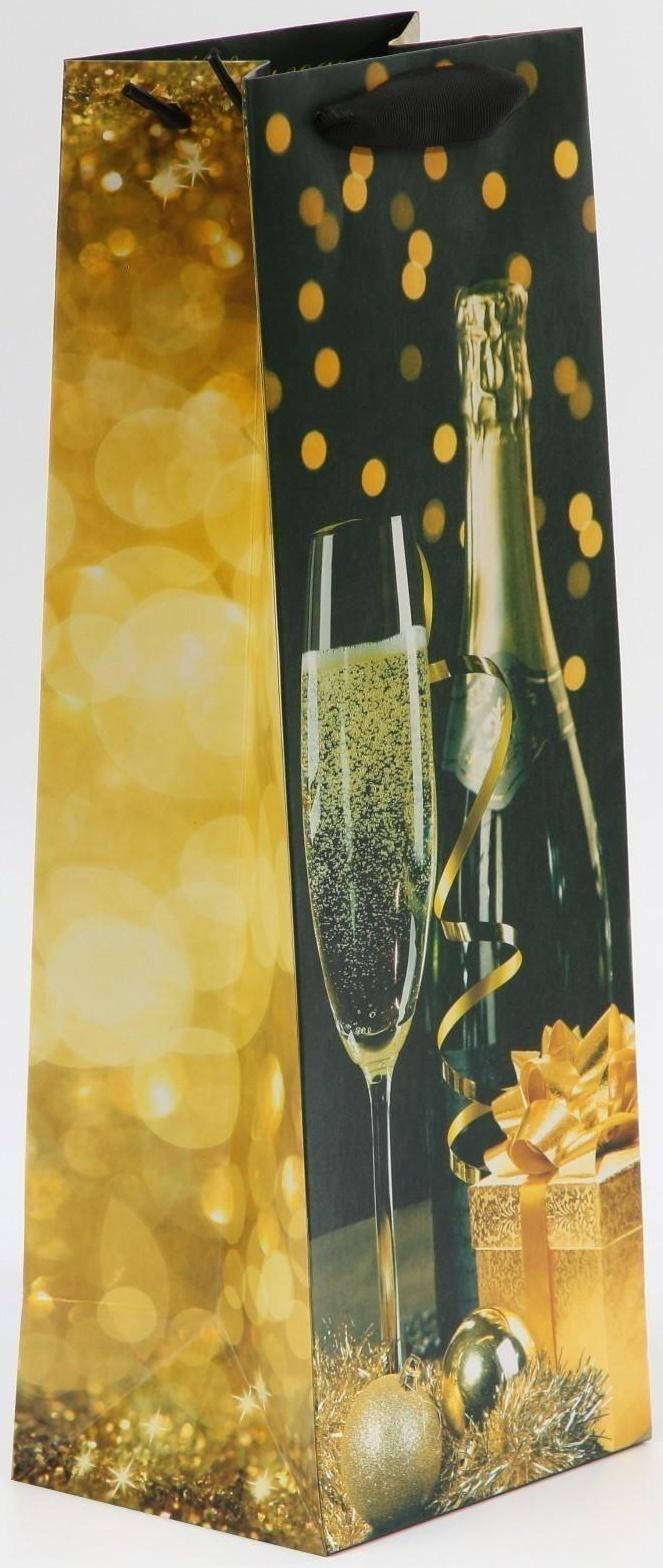 Пакет под бутылку «Праздничная ночь», 13 × 36 × 10 см