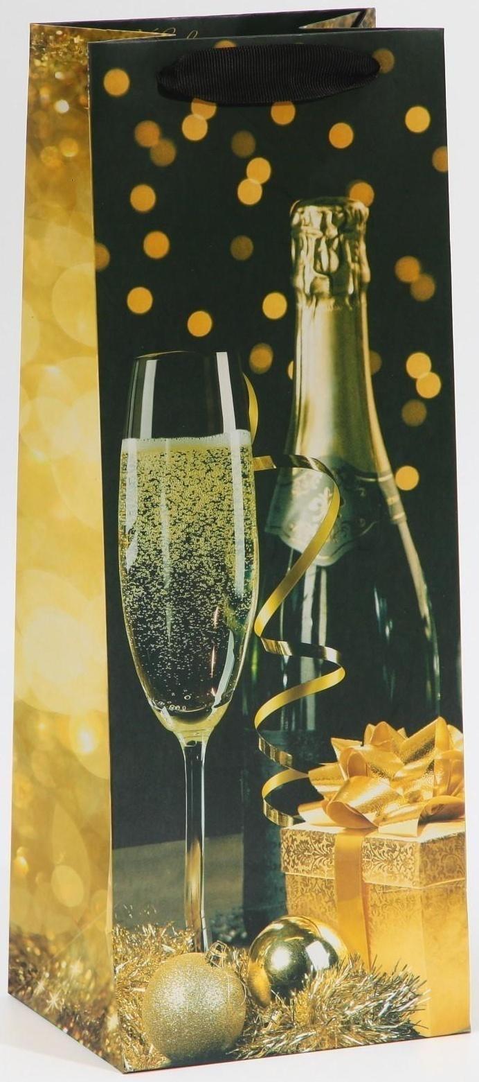 Пакет под бутылку «Праздничная ночь», 13 × 36 × 10 см