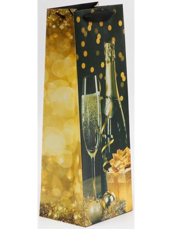 Пакет под бутылку «Праздничная ночь», 13 × 36 × 10 см