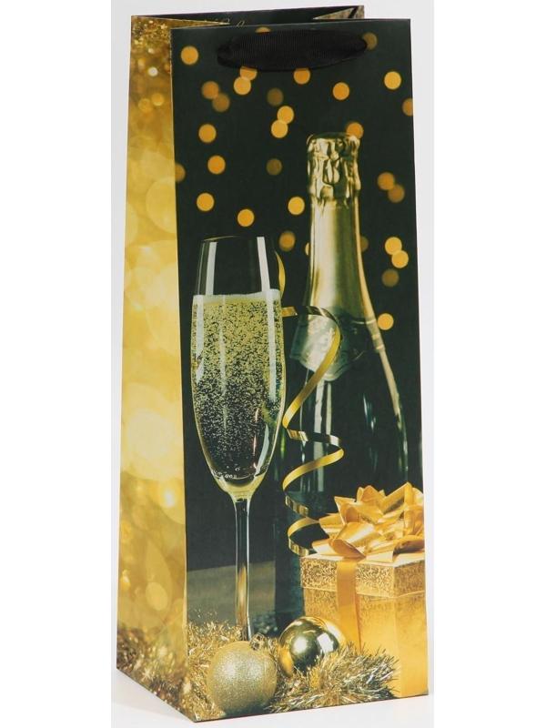 Пакет под бутылку «Праздничная ночь», 13 × 36 × 10 см