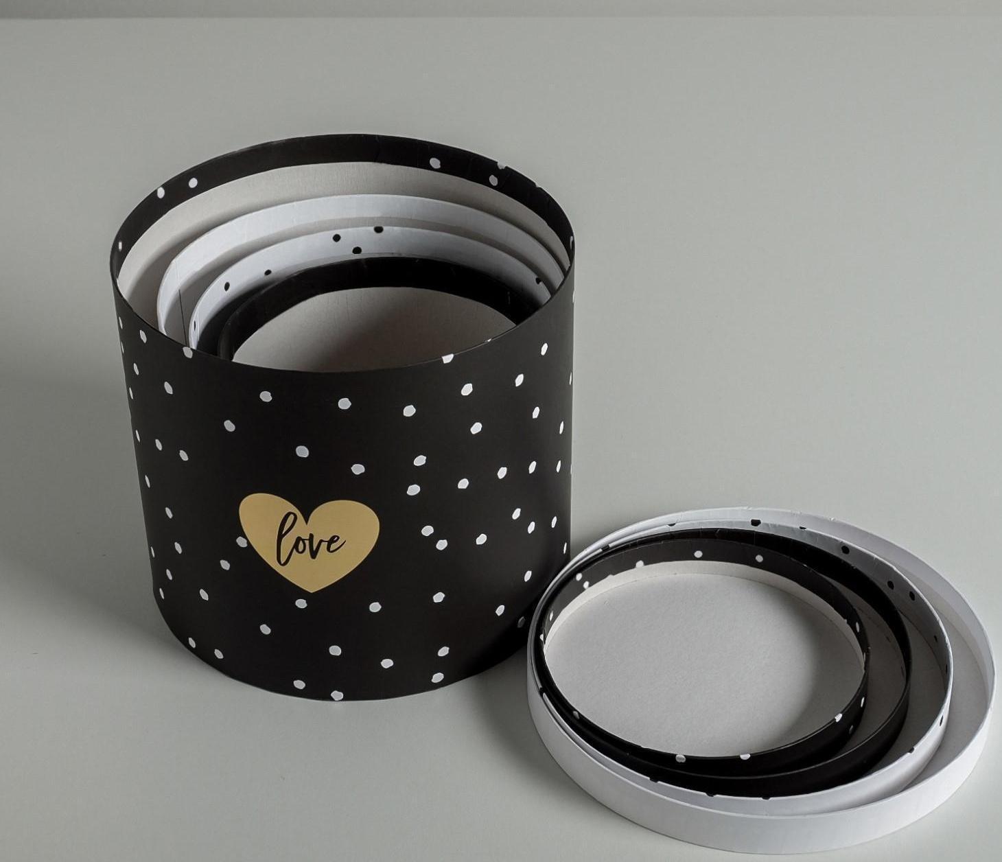 Набор шляпных коробок для цветов 4 в 1 «Чёрно-белый», 14 × 13 см - 20 × 17,5 см