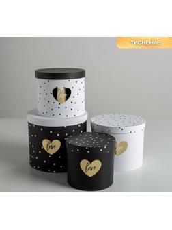 Набор шляпных коробок для цветов 4 в 1 «Чёрно-белый», 14 × 13 см - 20 × 17,5 см