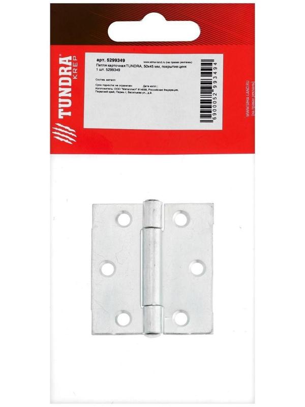 Петля карточная ТУНДРА, 50х45 мм, покрытие цинк 1 шт.