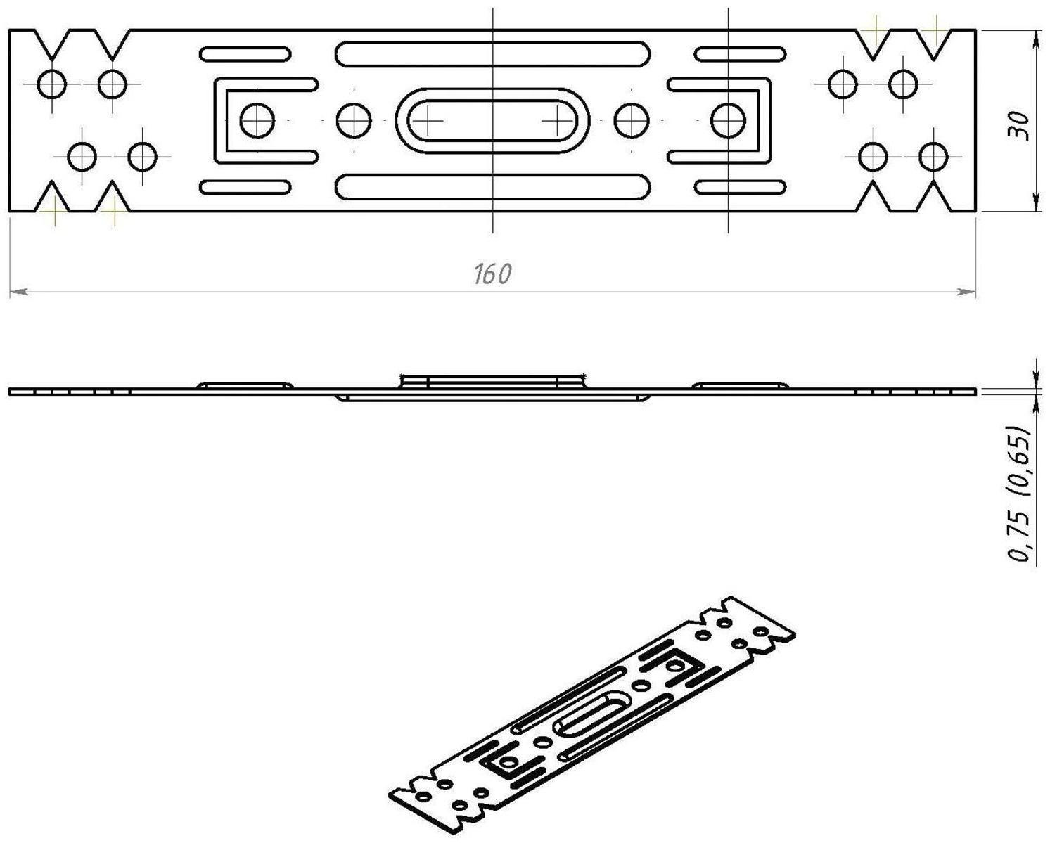 Подвес профилей ТУНДРА krep, прямой, укороченный, 60х27 мм, цинк, в упаковке 1 шт.