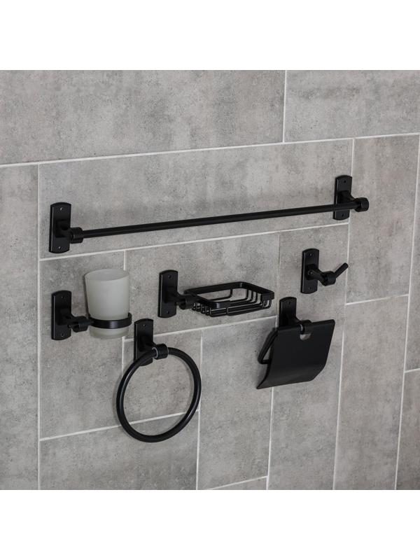 Набор для ванной комнаты «Лофт», 6 предметов, цвет чёрный