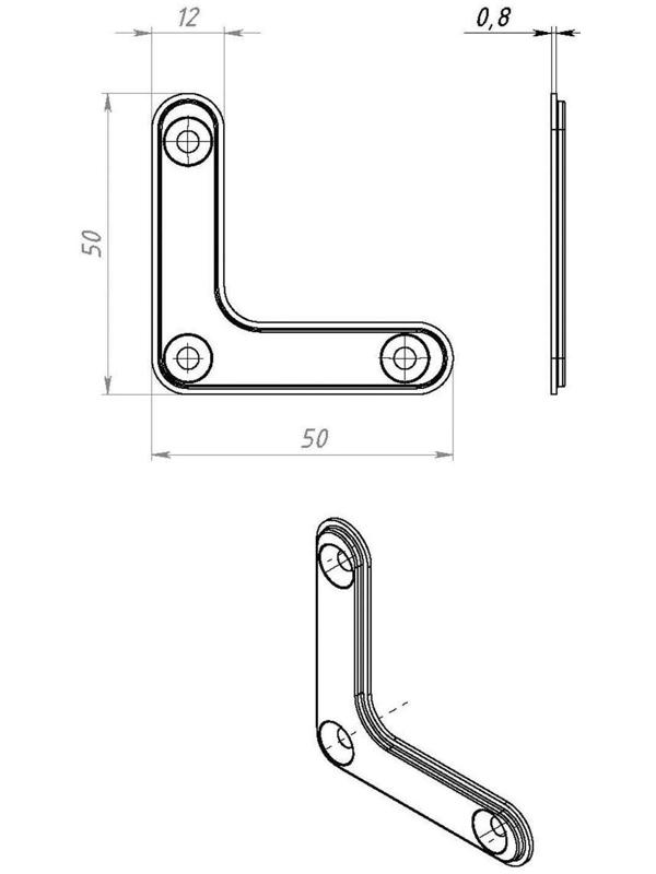 Угольник ТУНДРА krep, УГ-50, полимер, 1 шт.