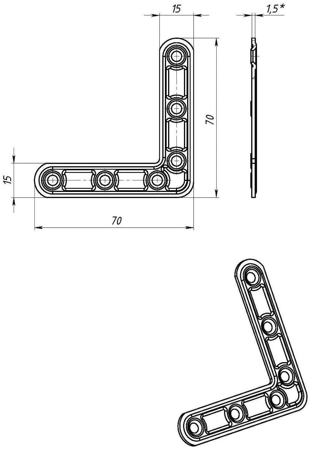 Угольник ТУНДРА krep, УГ-70/2, оцинкованный, в упаковке 1 шт.