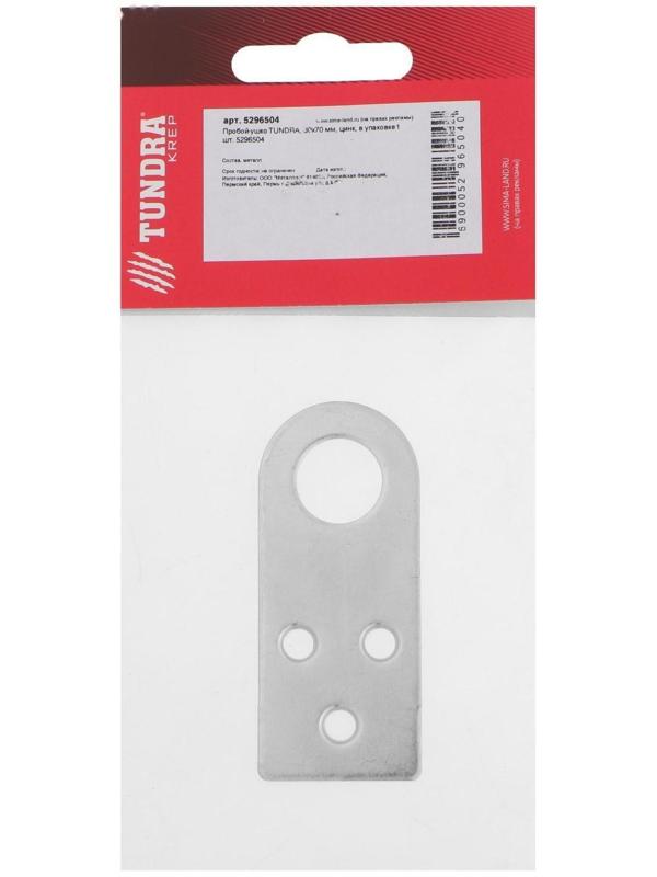 Пробой-ушко ТУНДРА krep, 30х70 мм, цинк, в упаковке 1 шт.