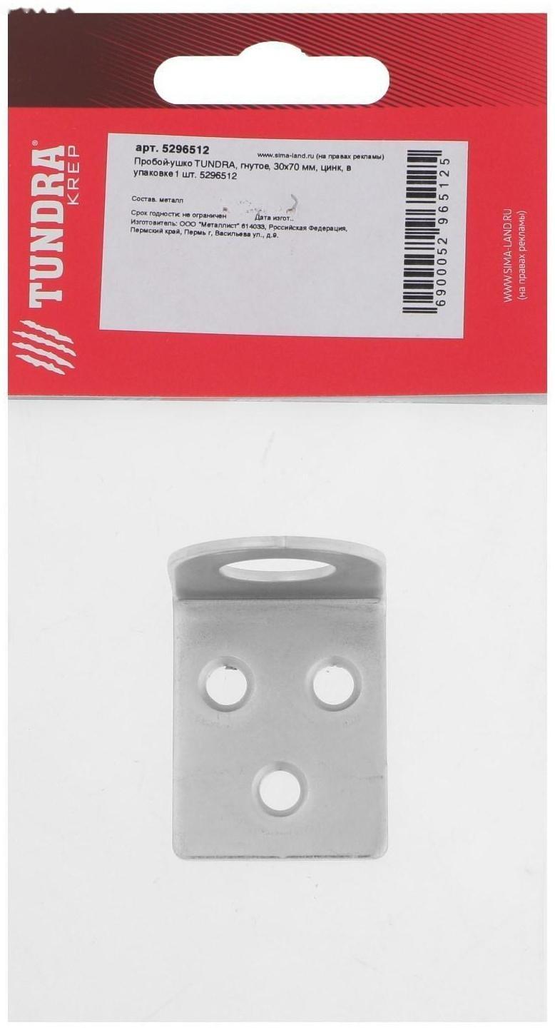 Пробой-ушко ТУНДРА krep, гнутое, 30х70 мм, цинк, в упаковке 1 шт.