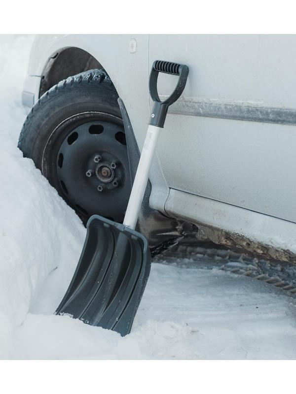 Лопата автомобильная, ковш 240 × 300 мм, с алюминиевой планкой, с алюминиевым черенком, с ручкой