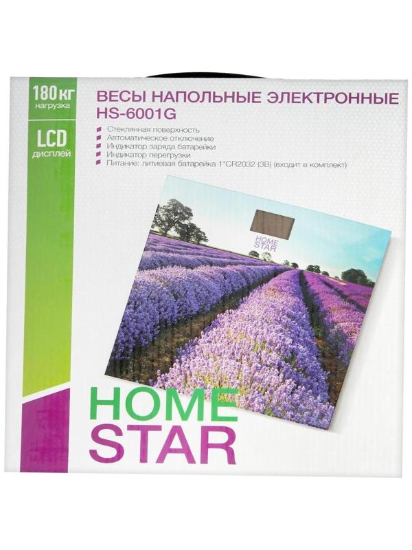 Весы напольные HOMESTAR HS-6001G, электронные, до 180 кг, 1хCR2032, стекло, фиолетовые