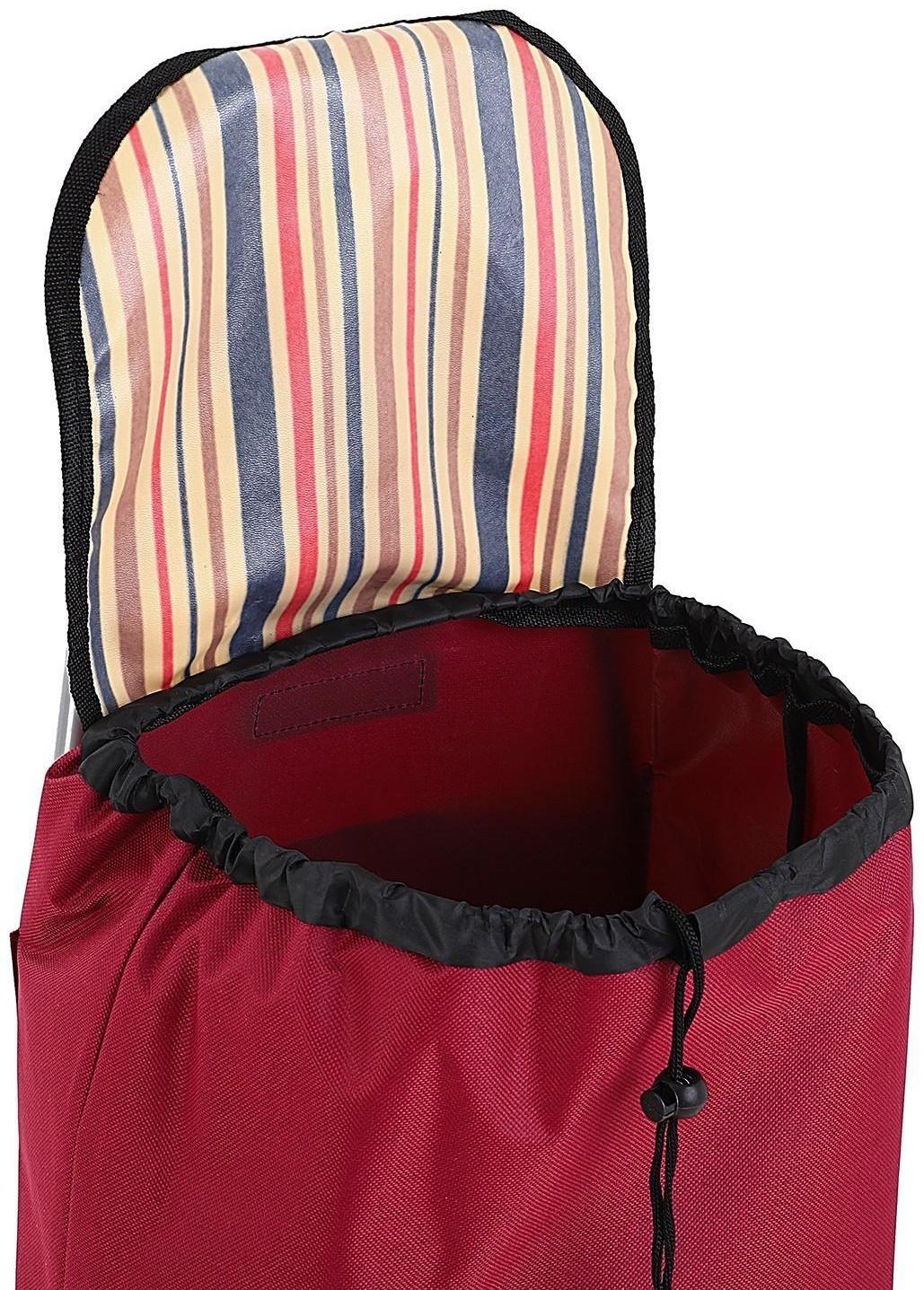 Сумка-тележка хозяйственная на шнуре, цвет бордовый