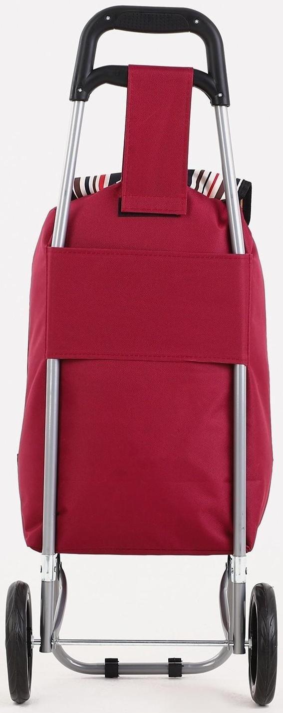 Сумка-тележка хозяйственная на шнуре, цвет бордовый