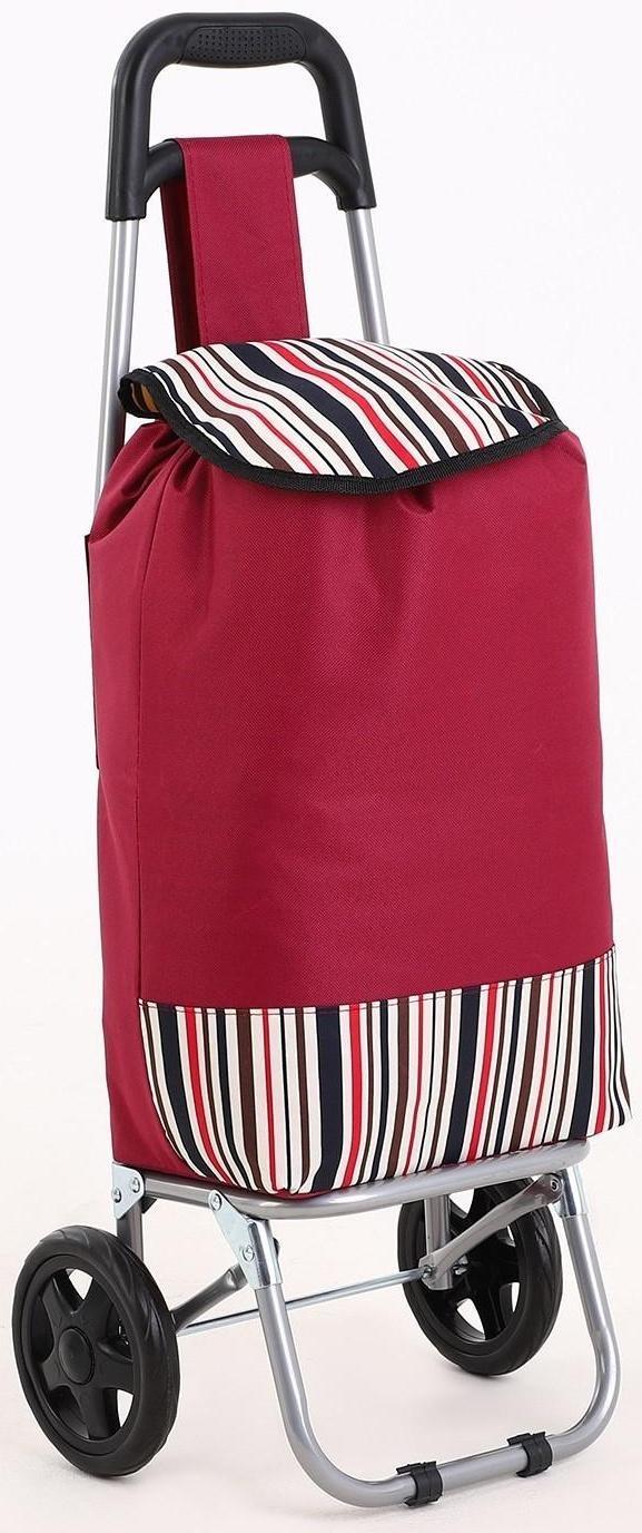 Сумка-тележка хозяйственная на шнуре, цвет бордовый