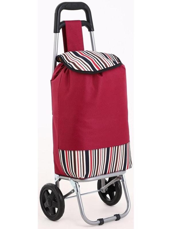 Сумка-тележка хозяйственная на шнуре, цвет бордовый