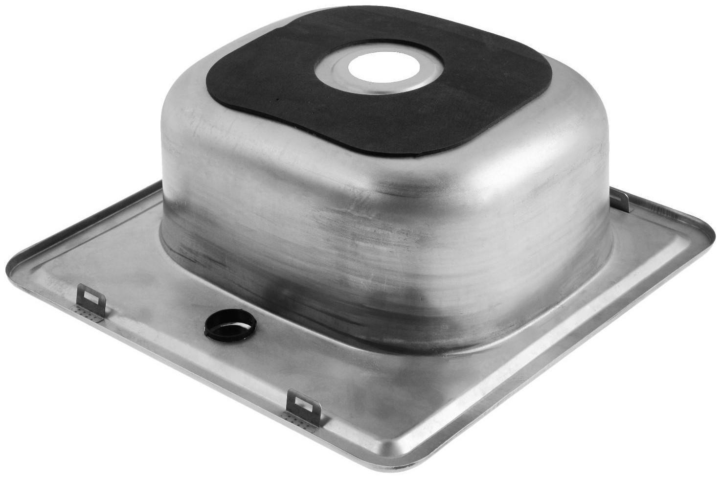 Мойка кухонная MIXLINE 531266, врезная, толщина 0.6 мм, 38х38х15 см, вып. 1 1/2