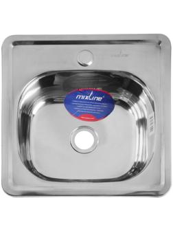 Мойка кухонная MIXLINE 531266, врезная, толщина 0.6 мм, 38х38х15 см, вып. 1 1/2