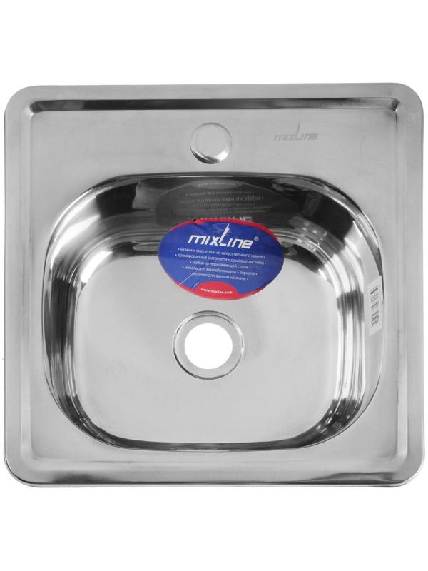 Мойка кухонная MIXLINE 531266, врезная, толщина 0.6 мм, 38х38х15 см, вып. 1 1/2