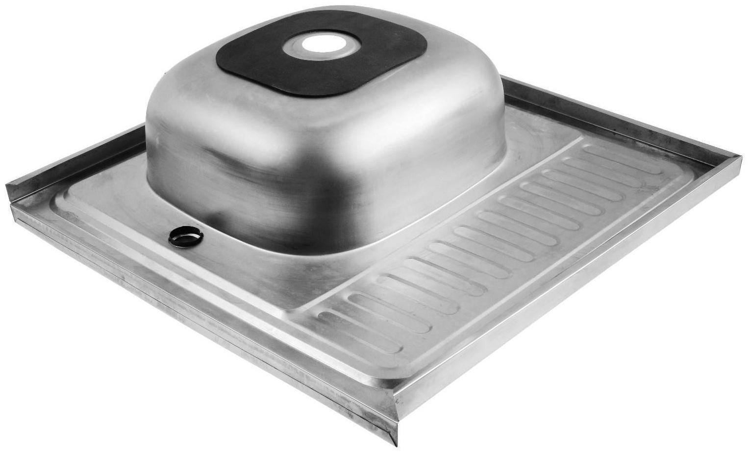 Мойка кухонная MIXLINE 527967, накладная, толщина 0.4 мм, 60х60х16 см, левая, выпуск 1 1/2