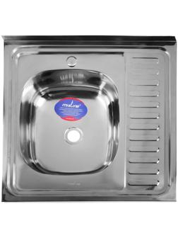 Мойка кухонная MIXLINE 527967, накладная, толщина 0.4 мм, 60х60х16 см, левая, выпуск 1 1/2