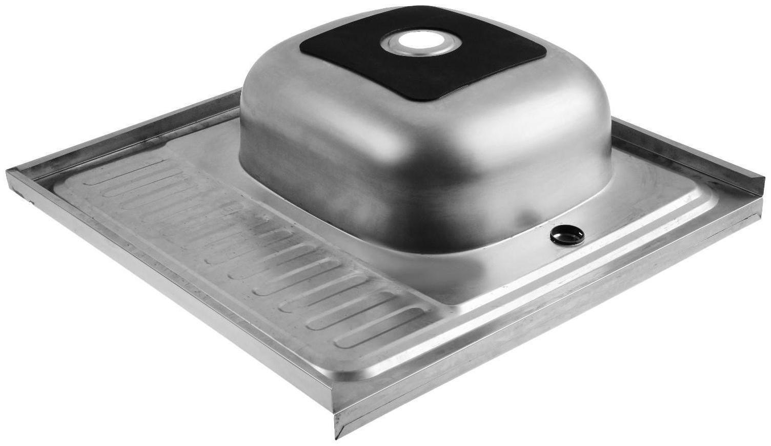 Мойка кухонная MIXLINE 527969, накладная, толщина 0.4 мм, 60х60х16 см, правая, выпуск 1 1/2