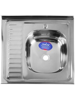 Мойка кухонная MIXLINE 527969, накладная, толщина 0.4 мм, 60х60х16 см, правая, выпуск 1 1/2