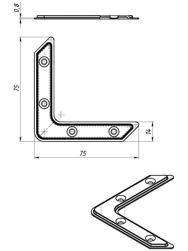 Угольник ТУНДРА krep, УГ-75, оцинкованный, в упаковке 1 шт.