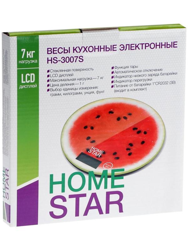 Весы кухонные HOMESTAR HS-3007S, электронные, до 7 кг, арбуз