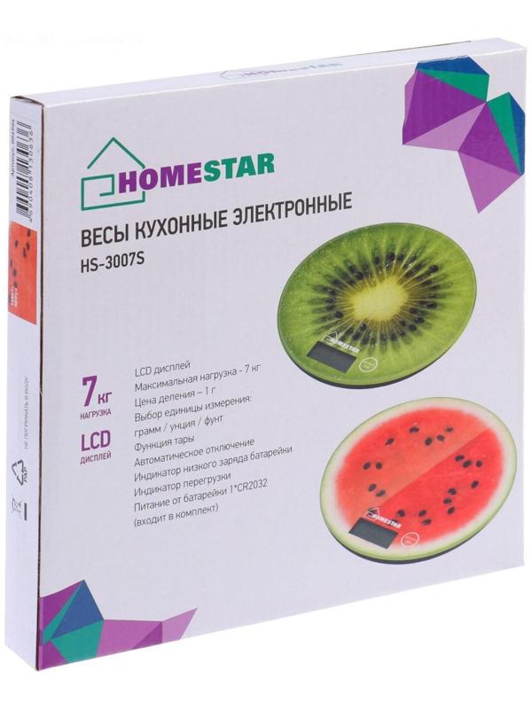 Весы кухонные HOMESTAR HS-3007S, электронные, до 7 кг, арбуз