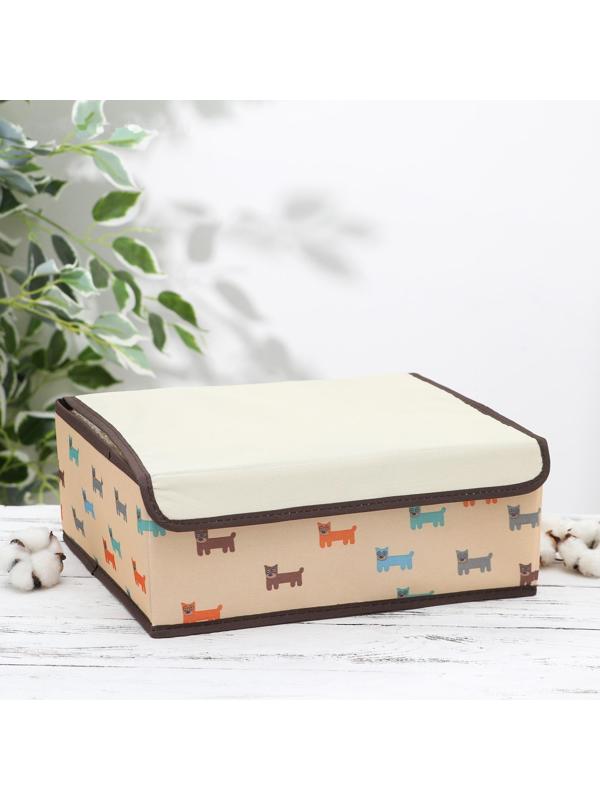 Органайзер для хранения белья с крышкой «Собачки», 13 ячеек , 32,5×24×12 см